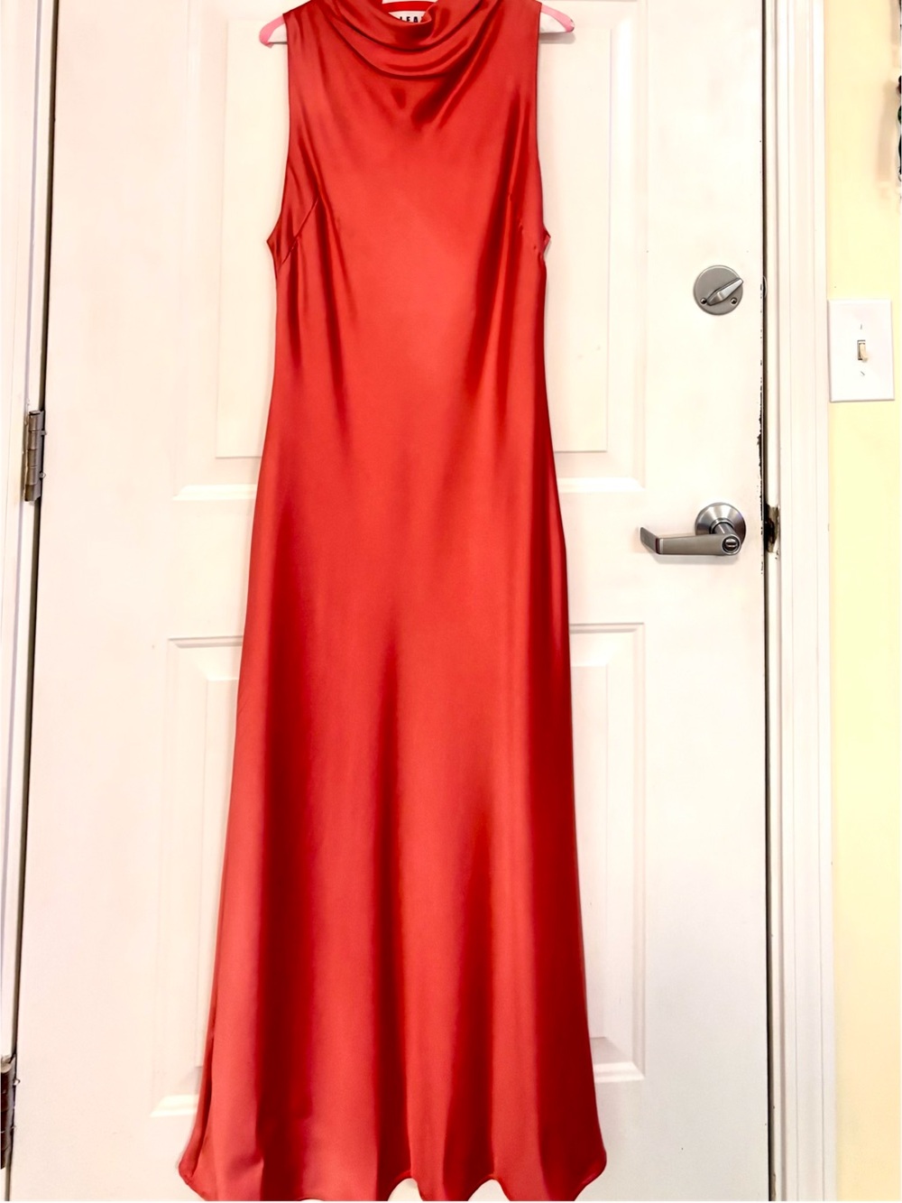 Zara Coral Satin Cowl-Neck Maxi Dress - Picture 2 of 8